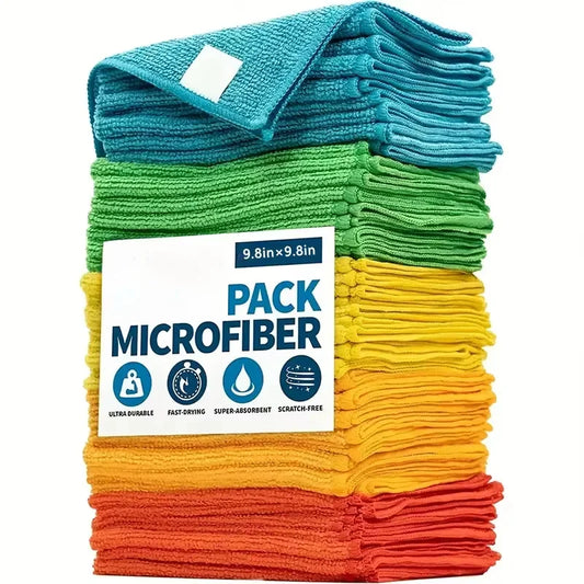 5/10/20/50pcs Microfiber Cleaning Cloth, Dishwashing Cloth Household Rag Kitchen Bathroom Cleaning Towel Durable Absorbent To