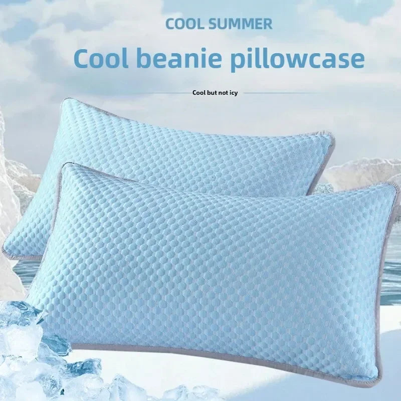 Summer Cooling Pillowcase Solid Color Ice Bean Bean Pillowcase Cool Feeling Air Conditioning Cover Washable (No Pillow) 48x74