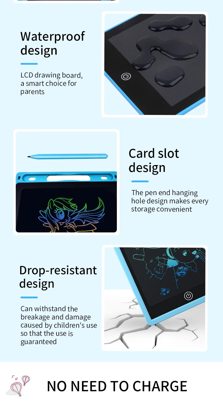 LCD Drawing Tablet for Kids – Rechargeable Erasable Board with Pen
