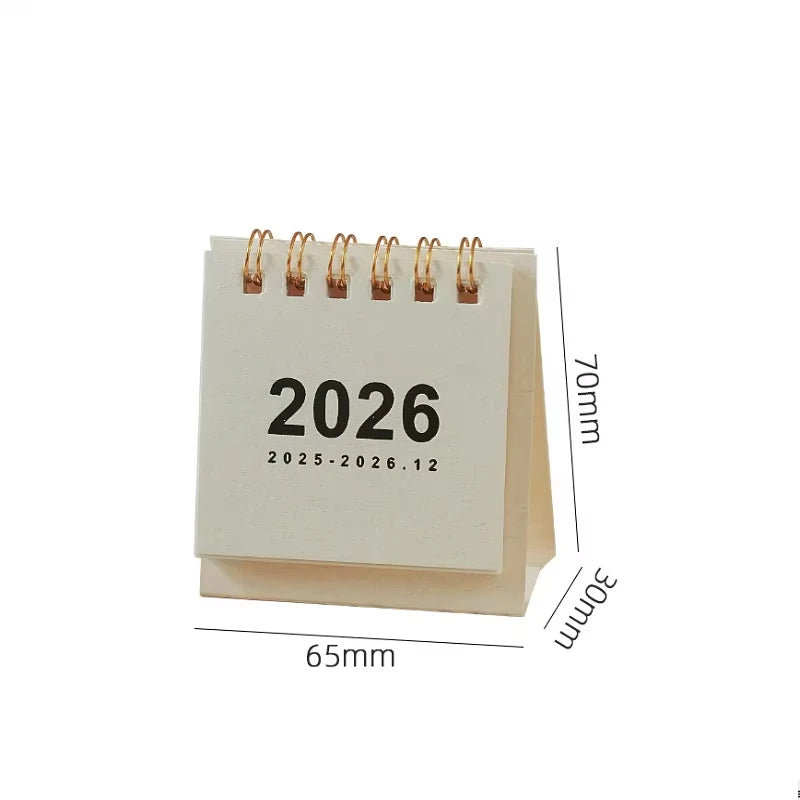 2026 Mini Spiral-Bound Desk Calendar – Simple Decorative Desktop Calendar for Home, Office & Stationery (6 Colours)