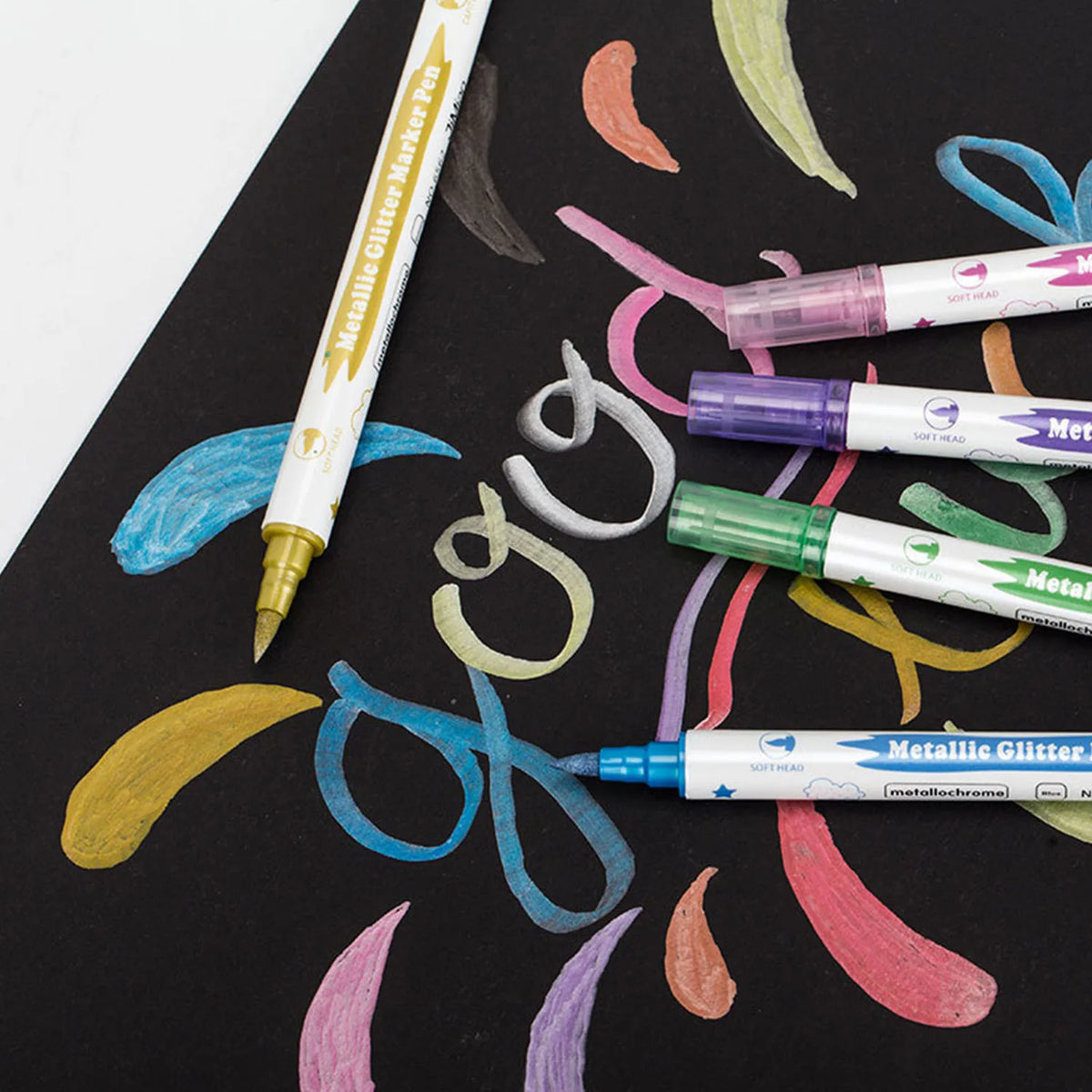 Dual-Nib Metallic Art Markers – 10-Colour Set with Fine & Brush Tips for Scrapbooking, Card Making & DIY Crafts