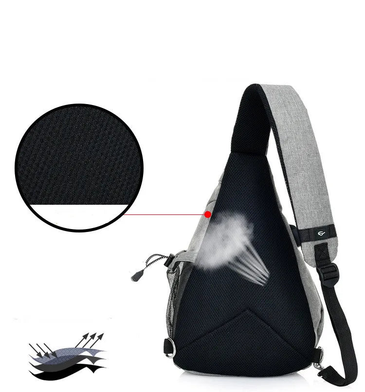 Unisex Sling Chest Bag with USB Charging Port – Crossbody Travel & Sports Bag