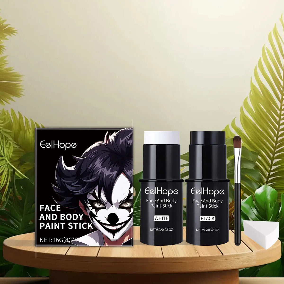 Halloween Black & White Face & Body Paint Kit – Waterproof Full-Coverage Clown & Joker Makeup Set