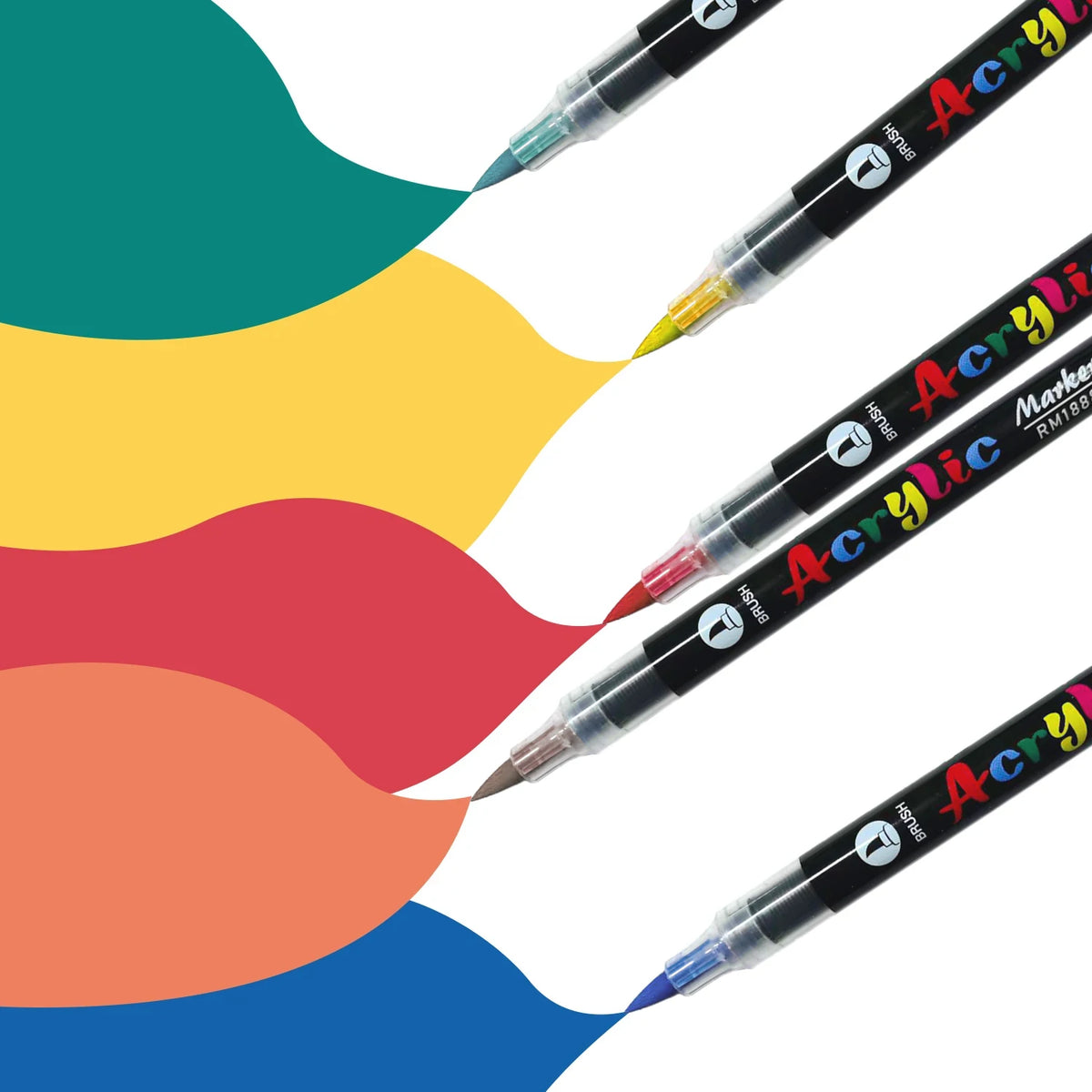 Brush Tip Acrylic Paint Markers – Flexible Paint Pens for Rock, Wood, Stone & Glass DIY Crafts (12, 24, 36, 48 or 60 Colours)