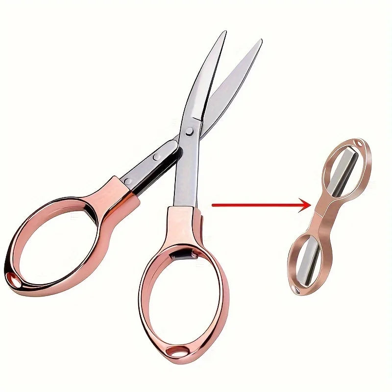Folding Retractable Stainless Steel Scissors – Portable Travel & Everyday Craft Scissors in Rose Gold, Silver, Gold or Black