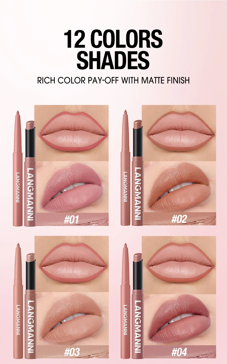 2-in-1 Waterproof Lipliner & Lipstick Pen – Long-Lasting Velvet Lip Color