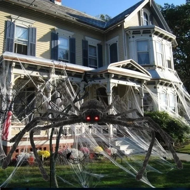 Giant Poseable Plush Spider – Halloween Decoration & Prank Prop for Indoor & Outdoor Haunted House (8 Sizes: 30cm–200cm)