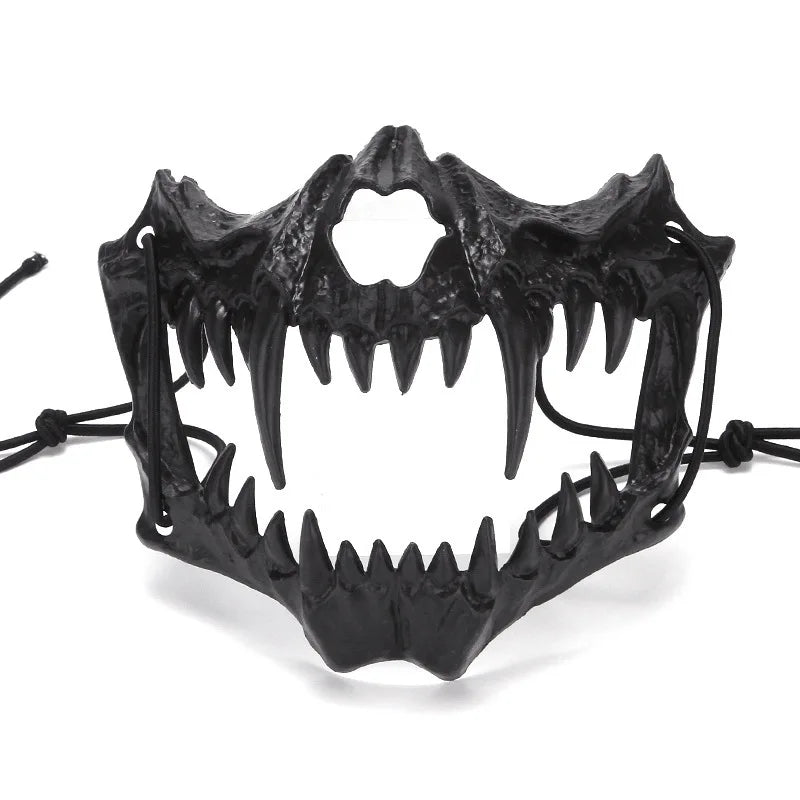 Japanese Half-Face Resin Mask – Dragon God, Tiger, Tengu, Wolf & Skull Styles for Halloween & Cosplay