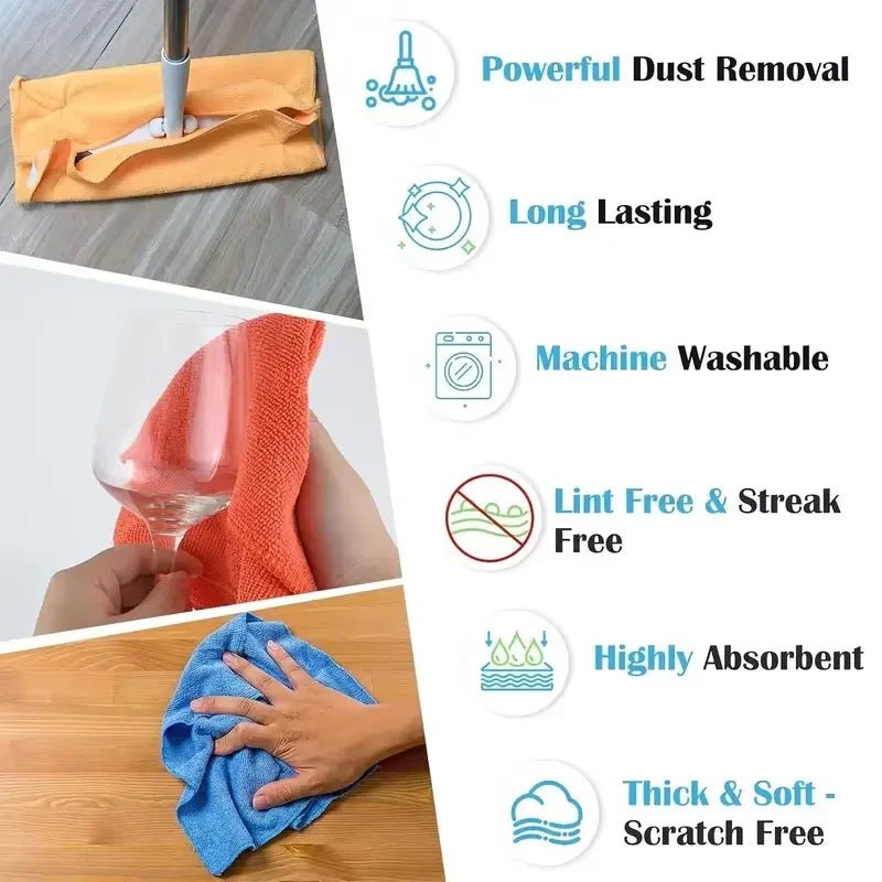 5/10/20/50pcs Microfiber Cleaning Cloth, Dishwashing Cloth Household Rag Kitchen Bathroom Cleaning Towel Durable Absorbent To