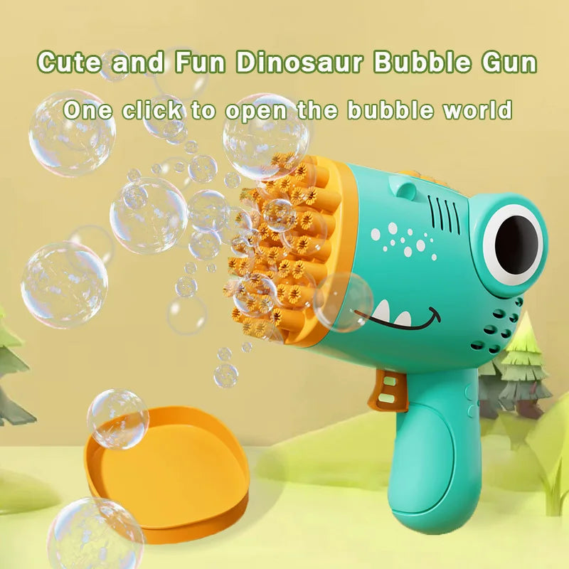 Dinosaur Bubble Machine for Kids – 40-Hole Electric Bubble Gun for Parties & Outdoors