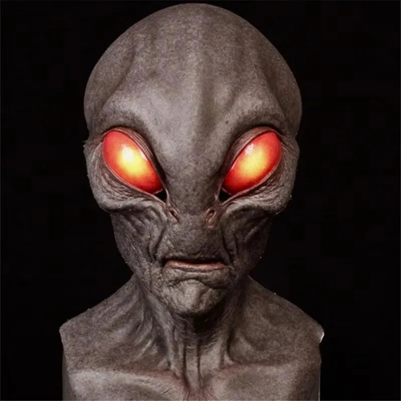 Halloween Alien UFO Skull Latex Mask – Horror Sci-Fi Cosplay Helmet for Carnival, Costume & Dress-Up Parties (6 Designs)