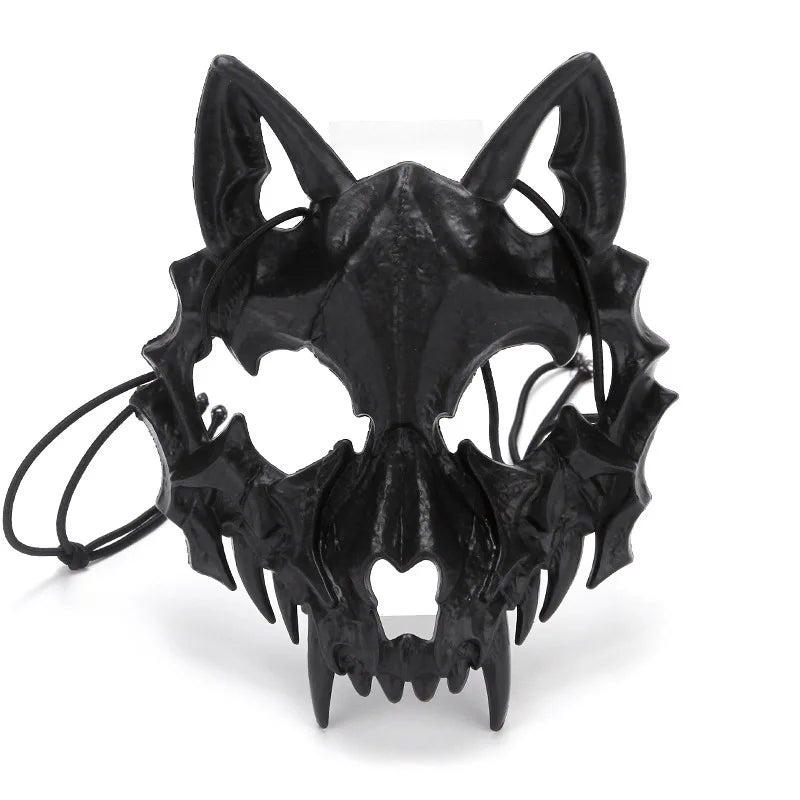 Japanese Half-Face Resin Mask – Dragon God, Tiger, Tengu, Wolf & Skull Styles for Halloween & Cosplay