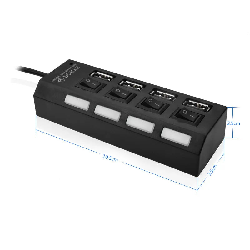 4/7-Port USB 2.0 Hub with Individual LED Switches