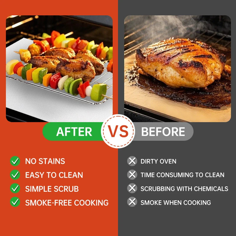 Non-Stick Oven Liner & BBQ Grill Mat – Reusable & Easy to Clean