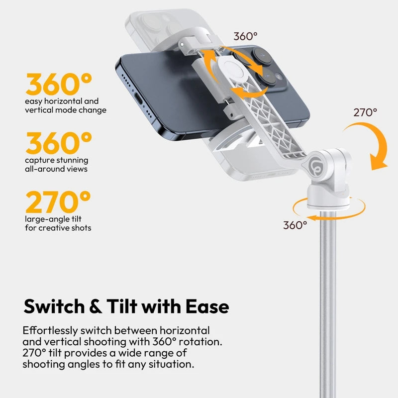 Ulanzi TT88 Overhead Selfie Stick & Phone Tripod with Wireless Remote – 1.44M