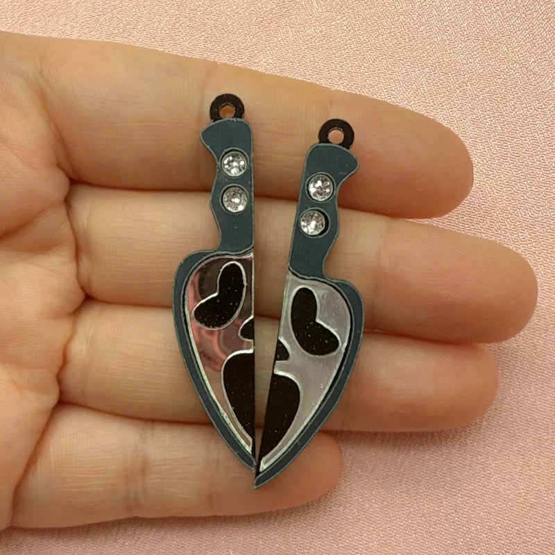 12pcs Acrylic Halloween Sword & Knife Charm Set – DIY Earrings, Necklace & Keychain Pendants