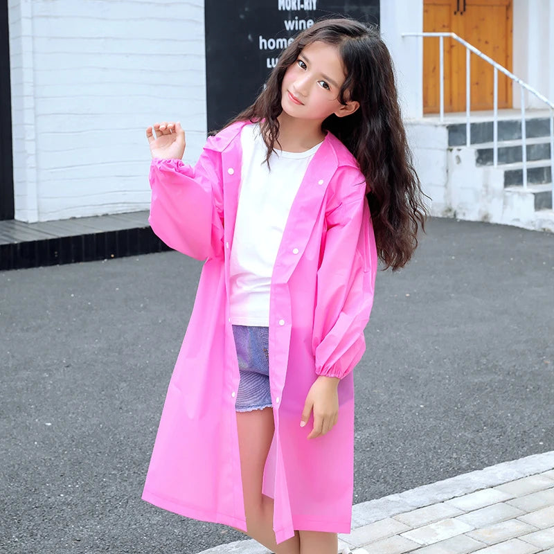 Kids Student Hooded Jacket Children Girl Boy Rain Coat Poncho Raincoat Cover Long Transparent Rainwear Waterproof Hooded