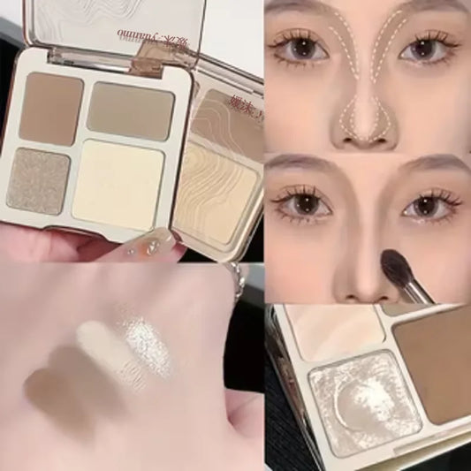 4-Color Highlight & Contour Palette – 3D Facial Sculpting Kit