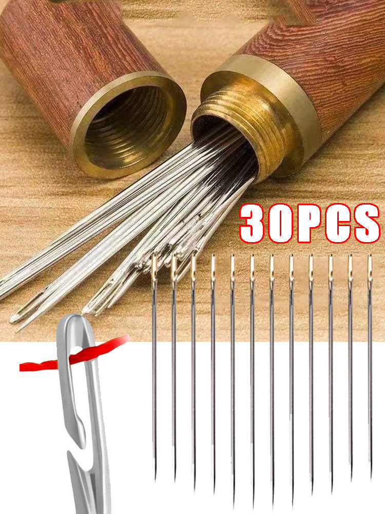 30pcs Self-Threading Sewing Needles — Stainless Steel Easy-Thread Hand Sewing & Embroidery Set