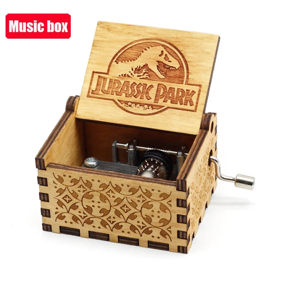 Antique Carved Wooden Hand Crank Music Box – Extended Song Collection with Halloween & Classic Themes