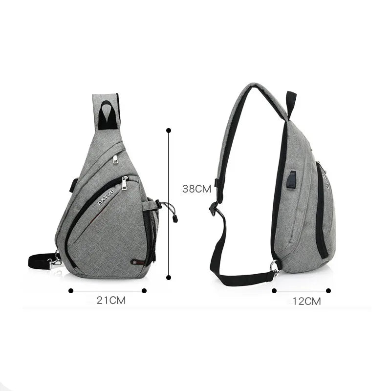 Unisex Sling Chest Bag with USB Charging Port – Crossbody Travel & Sports Bag