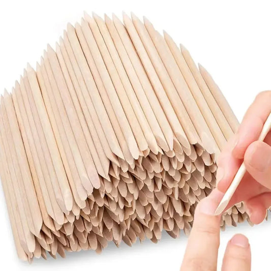 Wood Nail Sticks & Cuticle Pusher Set – Double-Sided Manicure Tool