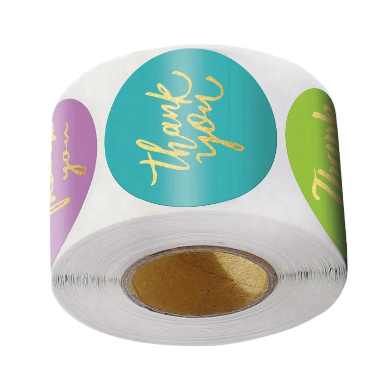 "Thank You" Round Stickers – 1 inch Envelope Seal Labels for Packaging, Weddings, Party Favours & Handmade Gifts (50–500pcs, Multiple Designs)