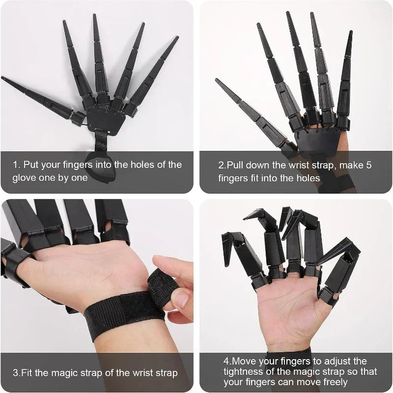 Articulated Skeleton Ghost Claw Finger Extensions – Realistic Horror Halloween Cosplay Prop (Left, Right or Pair, One Size)