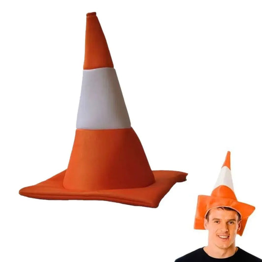 Foldable Traffic Cone Costume Hat – Novelty Velvet Party Hat for Halloween, Cosplay, Masquerade & Themed Events