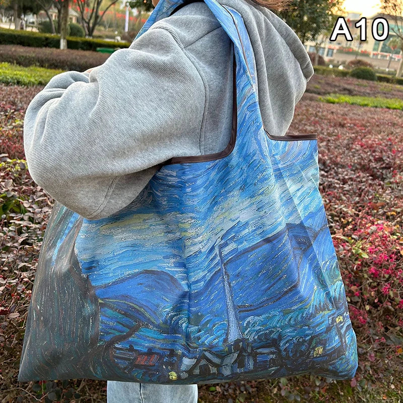 Foldable Nylon Shopping Tote Bag – Reusable Grocery & Travel Shoulder Bag