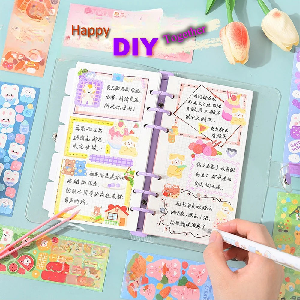 Korean Aesthetic Laser Cartoon Stickers – Cute Holographic Diary & Scrapbooking Stickers, Waterproof & Reusable (20, 60, 100 