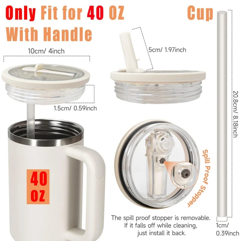 Replacement Lid & Straw Set for Stanley Quencher Tumbler