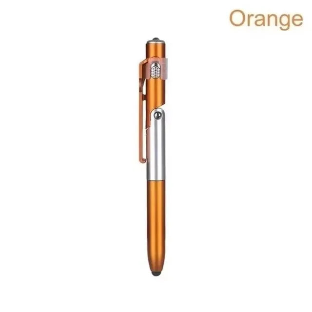 4-in-1 Multifunction Ballpoint Pen Stylus – Touchscreen Stylus, Flashlight & Tablet Stand in One (Green, Orange, Black or Blu