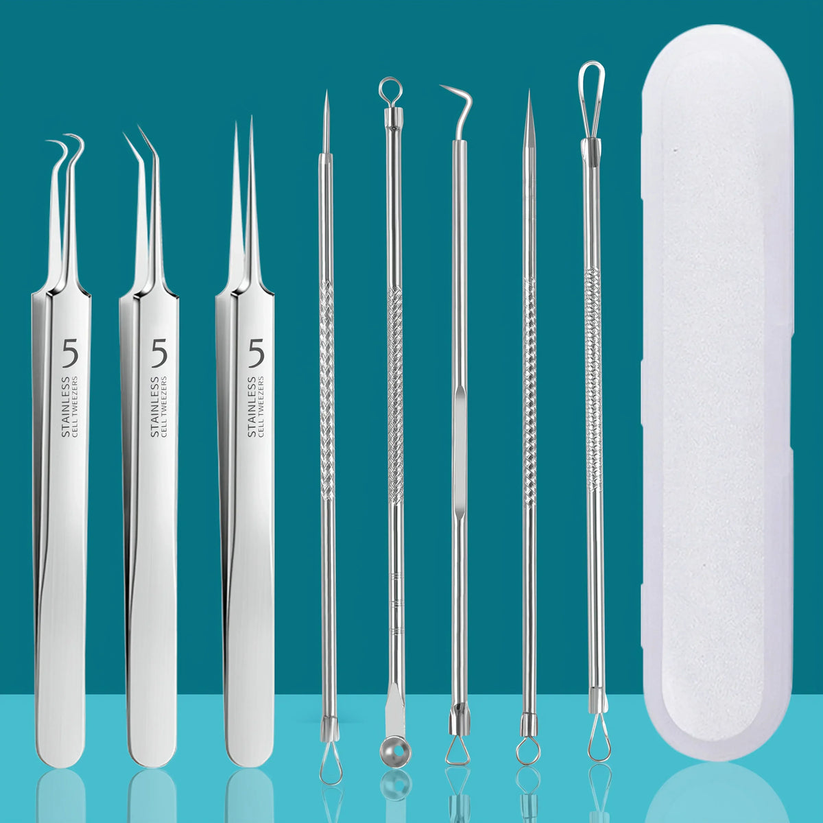 Stainless Steel Skin Care Tool Set – Blackhead & Pimple Remover Kit (4, 7 or 8 Piece)