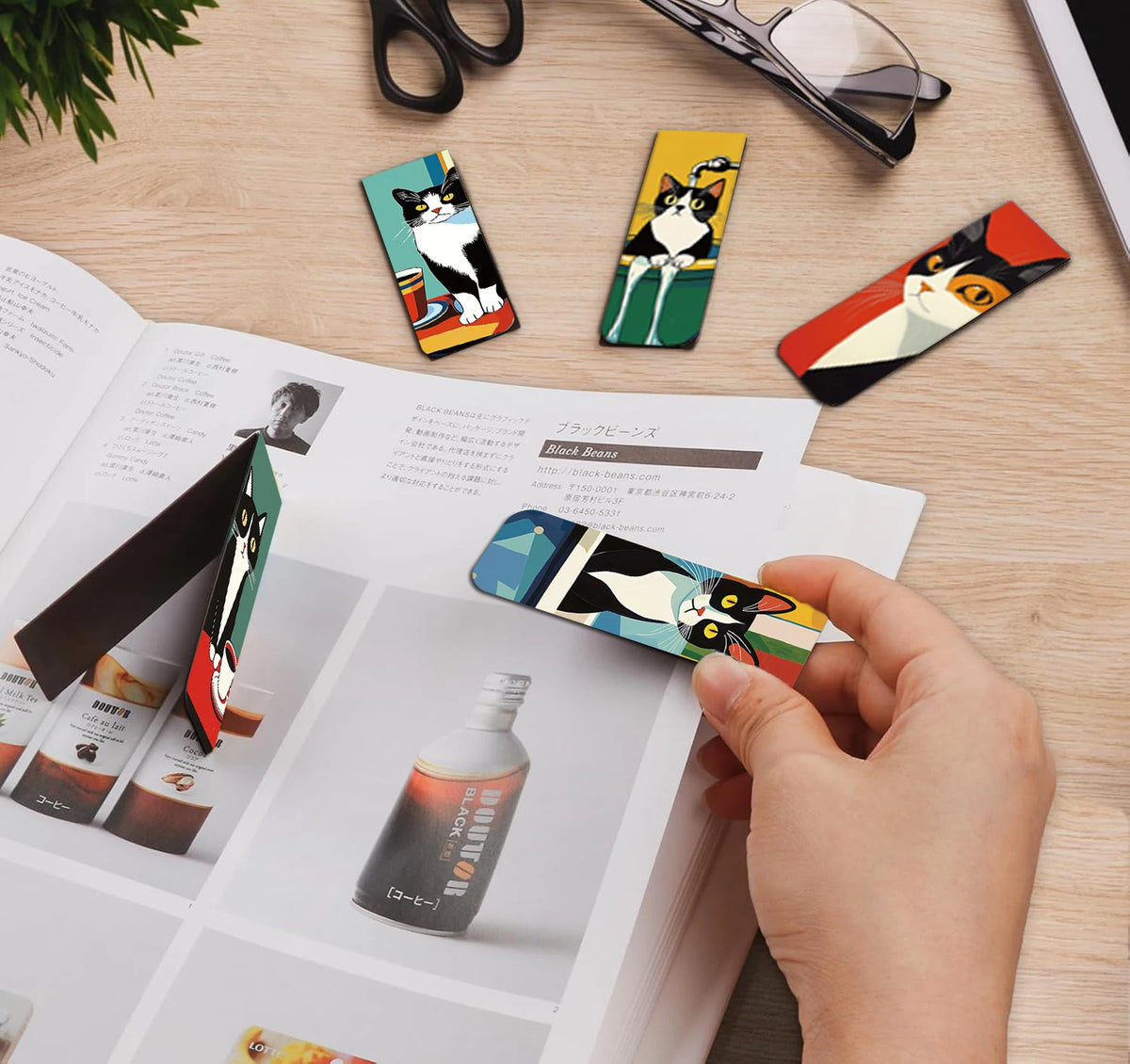 Cat Magnetic Bookmarks – 5pcs Cute Page Clip Holders for Books, Planners & Notebooks (Cat Lover Gift)