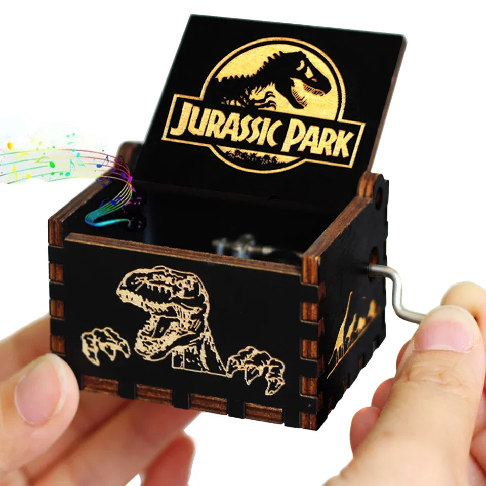 Antique Carved Wooden Hand Crank Music Box – Extended Song Collection with Halloween & Classic Themes