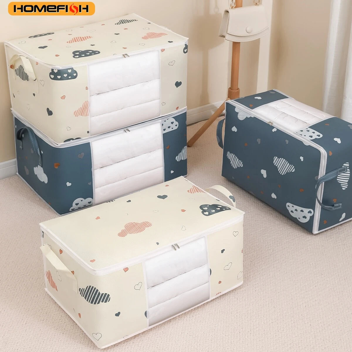 Large Quilt & Clothes Storage Bag – Dustproof Non-Woven Organizer for Home & Moving