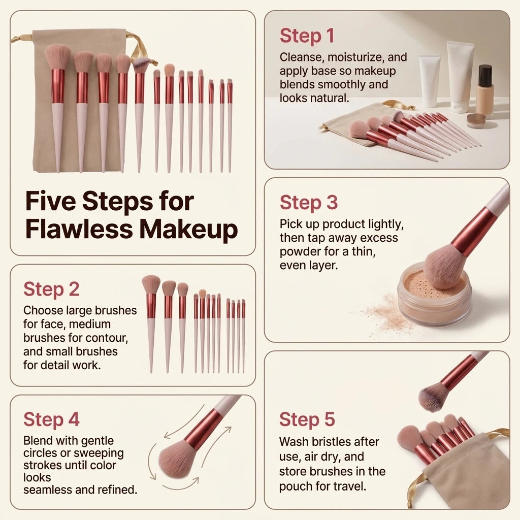 13-Piece Makeup Brush Set – Eye Shadow, Foundation & Blending Brushes