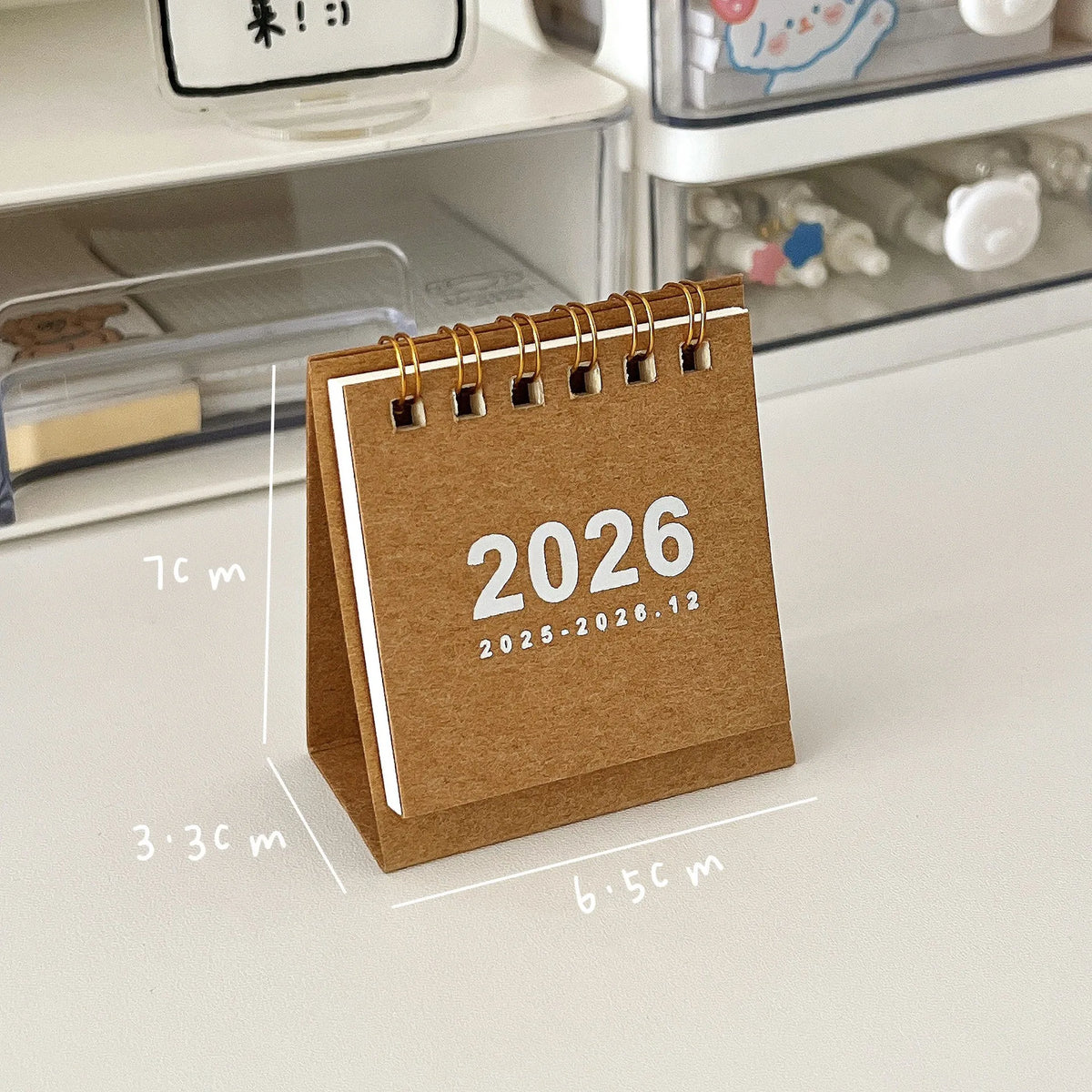 2026 Mini Spiral-Bound Desk Calendar – Simple Decorative Desktop Calendar for Home, Office & Stationery (6 Colours)