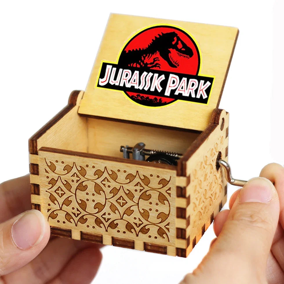 Antique Carved Wooden Hand Crank Music Box – Extended Song Collection with Halloween & Classic Themes