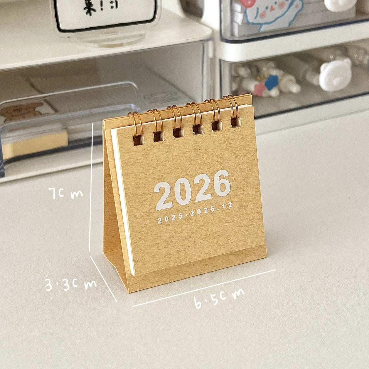 2026 Mini Spiral-Bound Desk Calendar – Simple Decorative Desktop Calendar for Home, Office & Stationery (6 Colours)