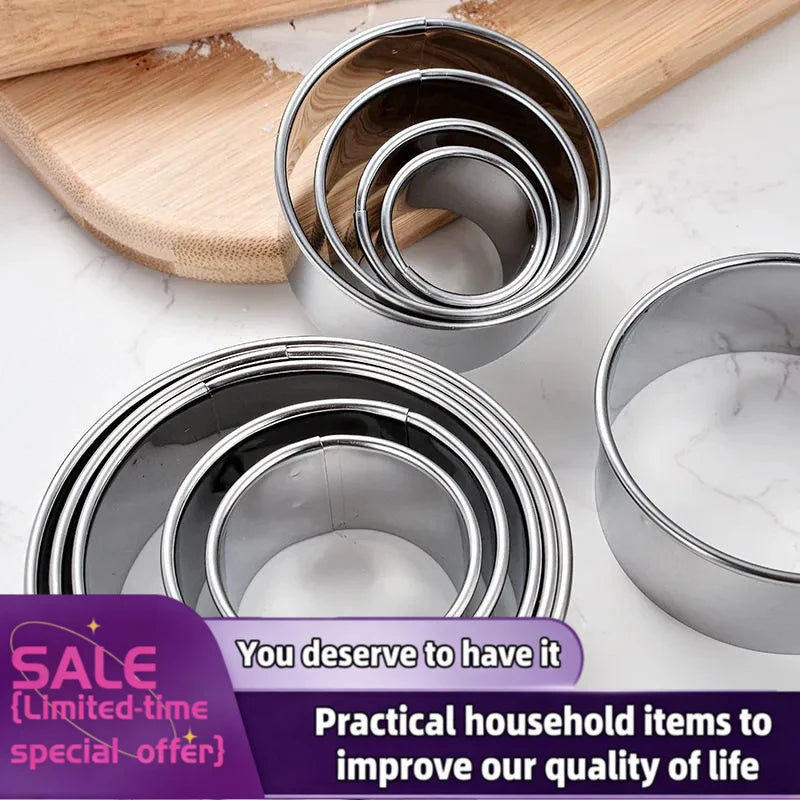 Stainless Steel Round Biscuit & Cookie Cutter Set — 3/5PCS
