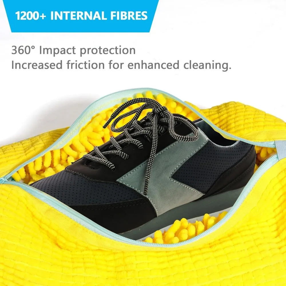 Durable Shoe Washing Machine Bag for All Shoe Types-Yellow with Blue Zipper,Ideal for Sneakers and Casual Shoes,Laundry Wash 