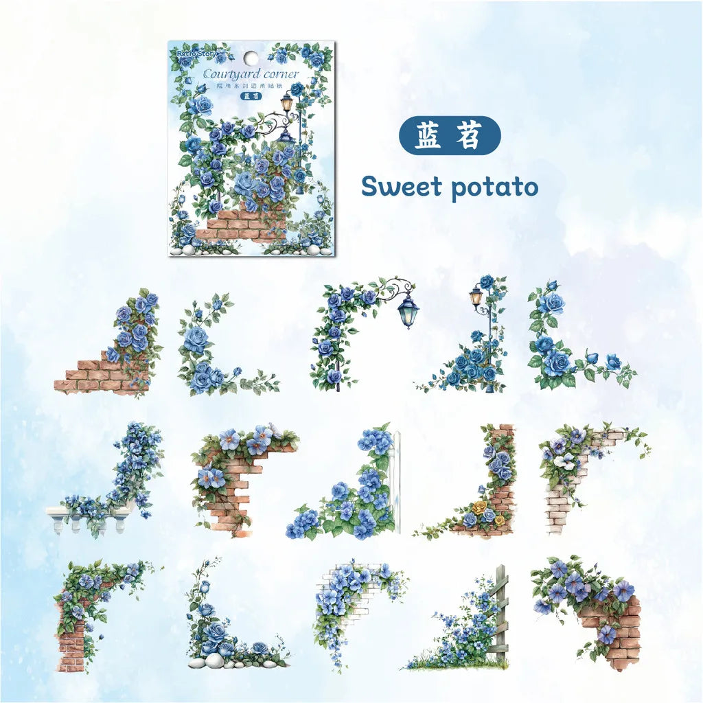 Flower Corner PET Stickers – 30pcs Decorative Floral Sticker Pack for Diary, Scrapbooking, Junk Journal & Album Decoration (6
