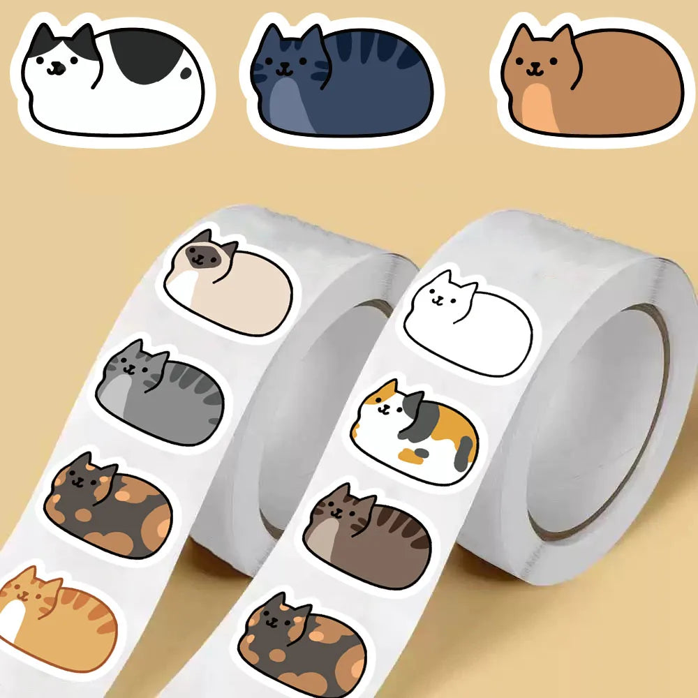 500pcs Kawaii Cartoon Cat Stickers – Waterproof Vinyl Stickers for Laptop, Skateboard, Phone, Luggage & Scrapbooking (Single 