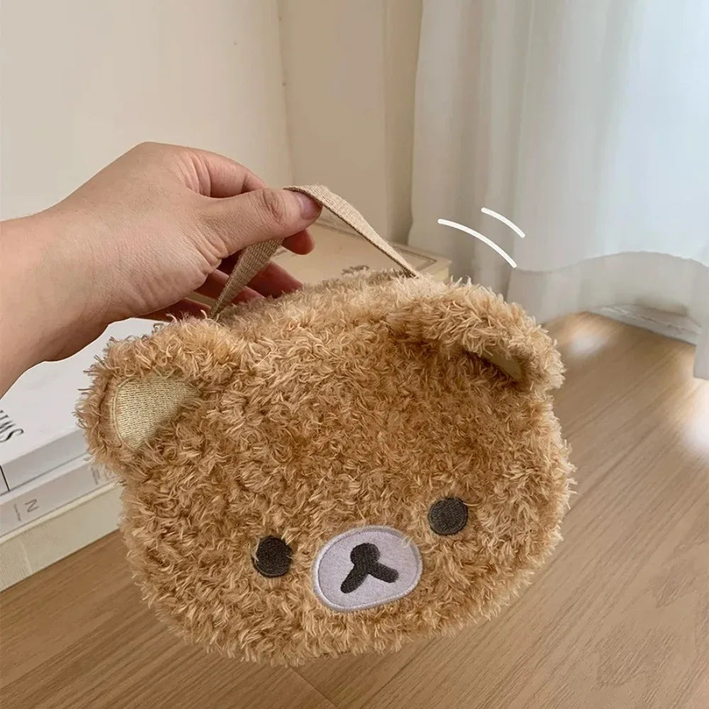 Anime Relaxed Bear Makeup Bag – Cute Plush Cosmetic & Jewelry Organizer Pouch for Women & Girls