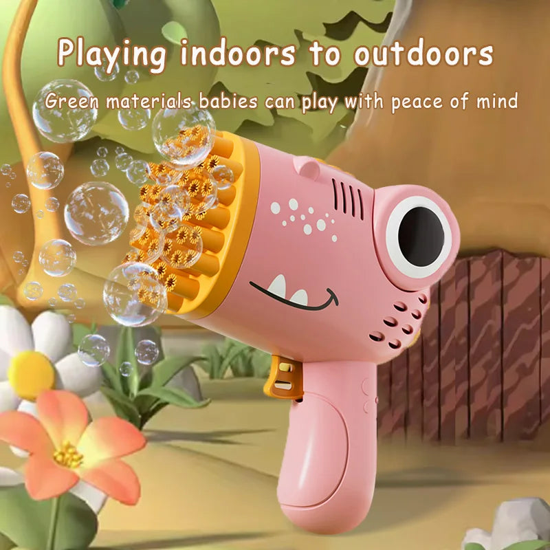 Dinosaur Bubble Machine for Kids – 40-Hole Electric Bubble Gun for Parties & Outdoors