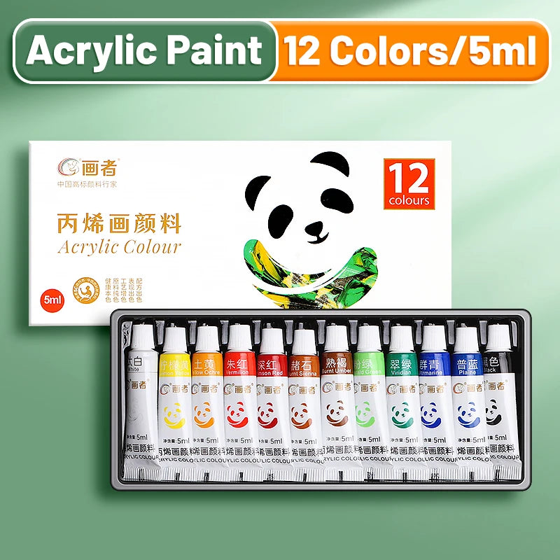Acrylic Paint Set – Waterproof Rich Pigment Tubes for Canvas, Glass, Rock & Paper DIY Art (12, 18 or 24 Colours, 5ml each)