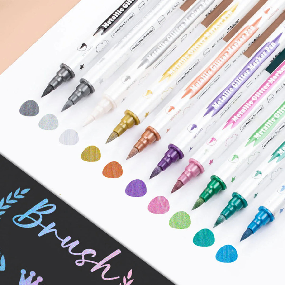 Dual-Nib Metallic Art Markers – 10-Colour Set with Fine & Brush Tips for Scrapbooking, Card Making & DIY Crafts
