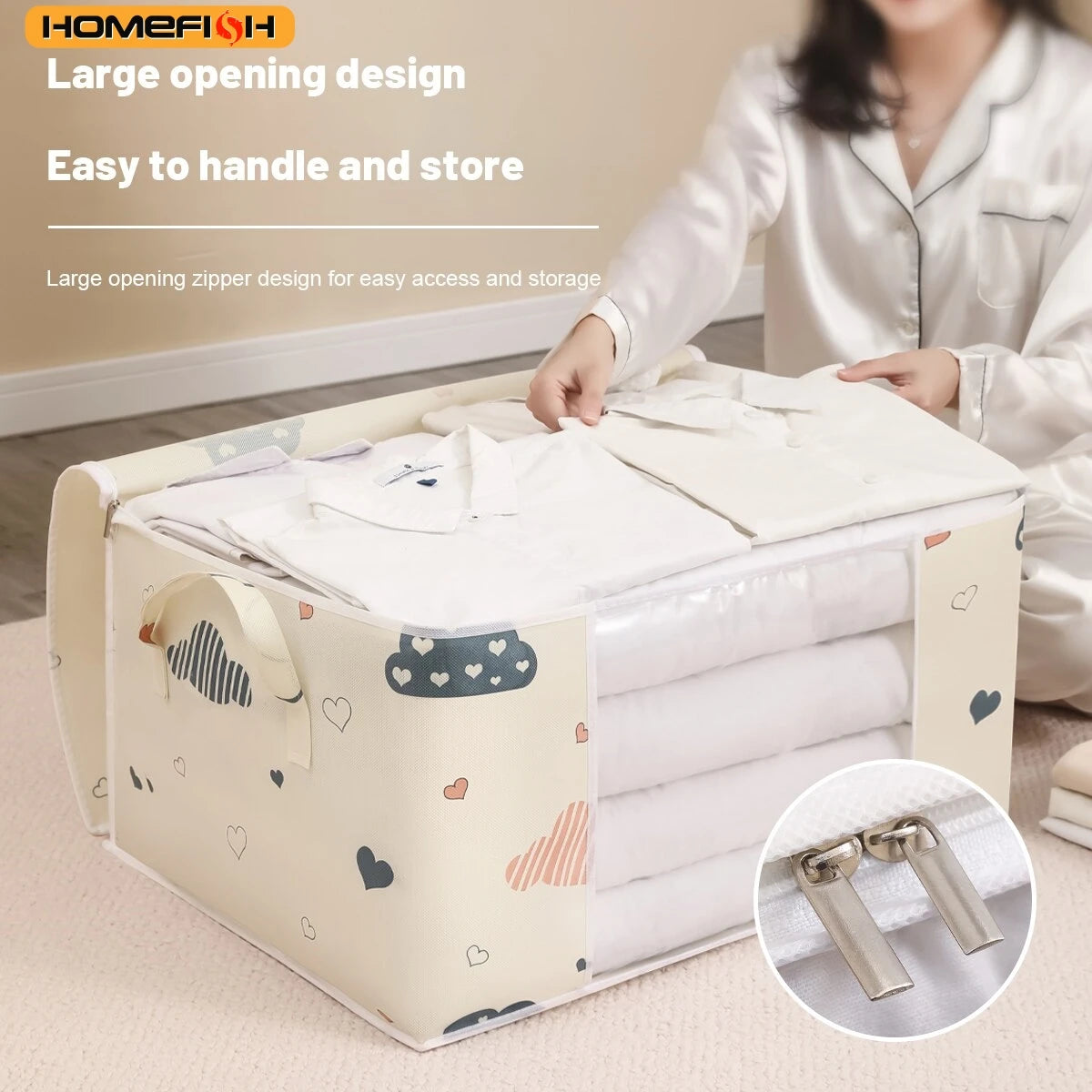 Large Quilt & Clothes Storage Bag – Dustproof Non-Woven Organizer for Home & Moving